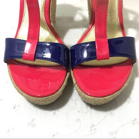 Isola Olencia Leather T-Strap Tricolor Beachy Espadrille Ankle Strap Sandal 9M - Picture 3 of 10